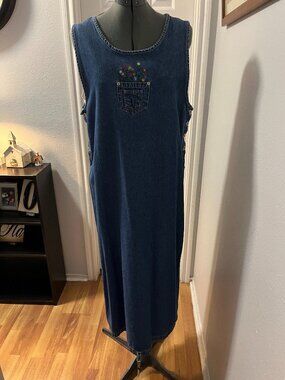 True Blue Casual Sportswear Denim Maxi Jumper, Gently Worn, Size L.